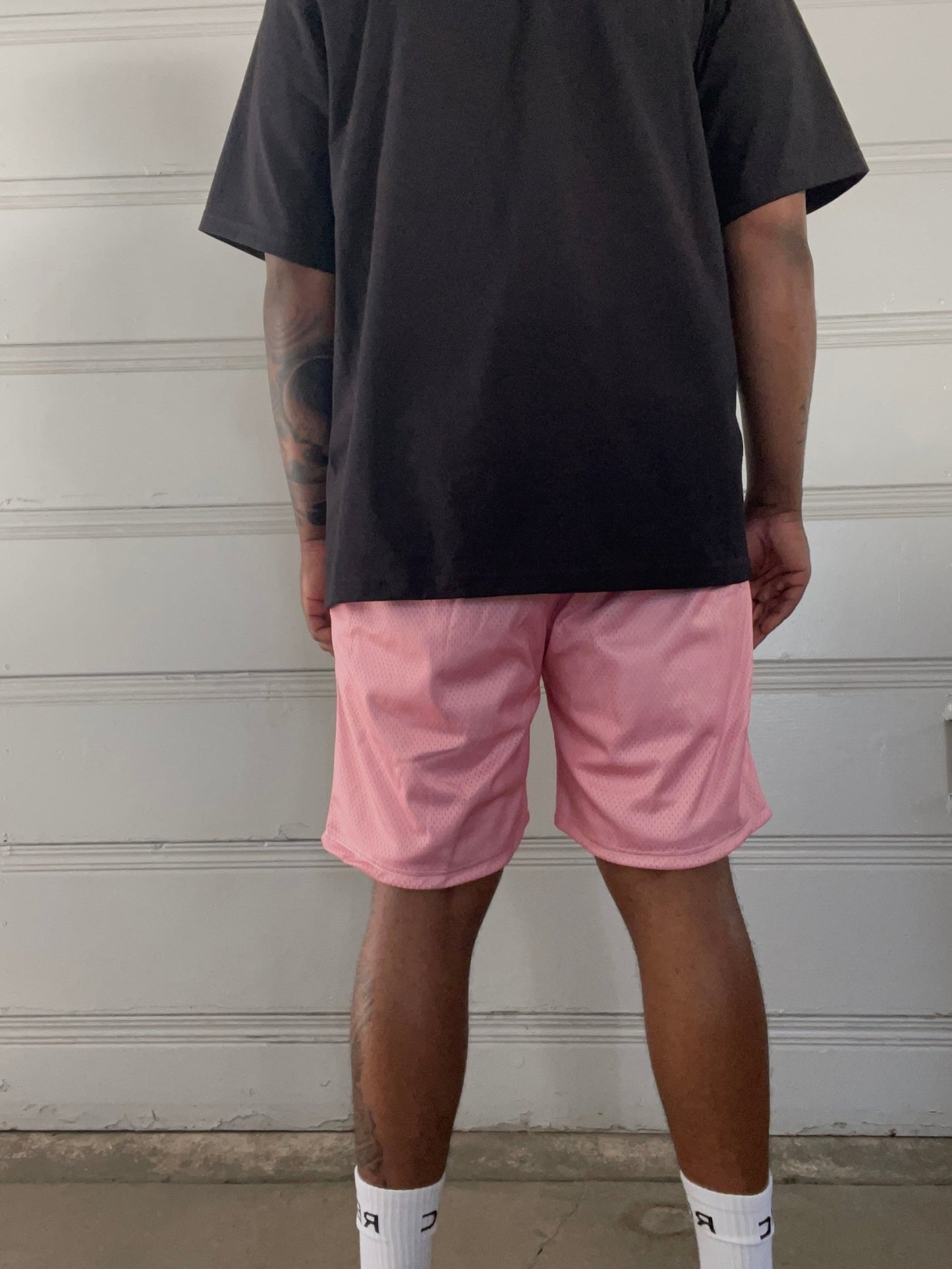 RBC pink logo mesh shorts - RandallBranchcollection