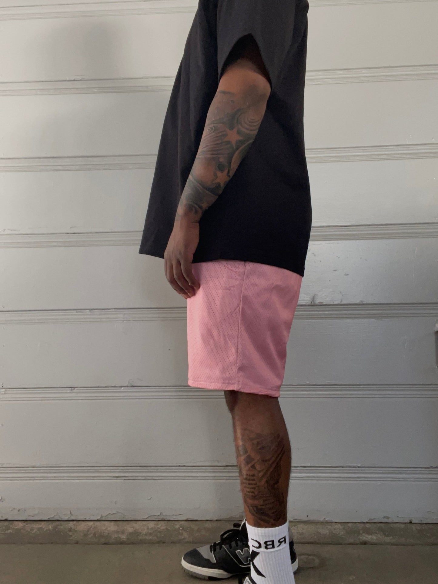 RBC pink logo mesh shorts - RandallBranchcollection