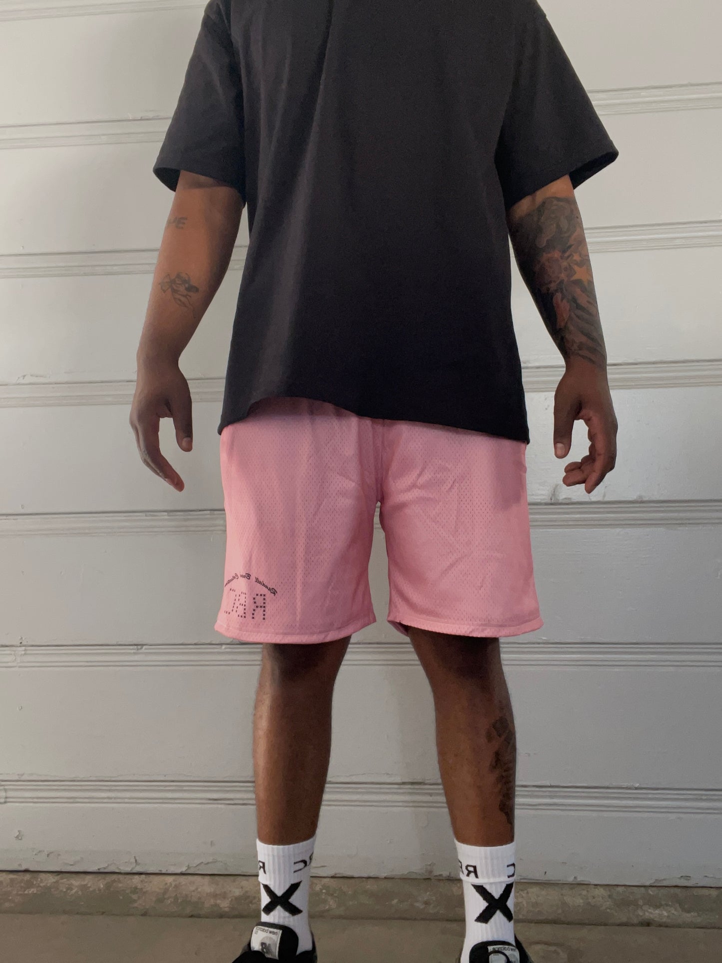 RBC pink logo mesh shorts