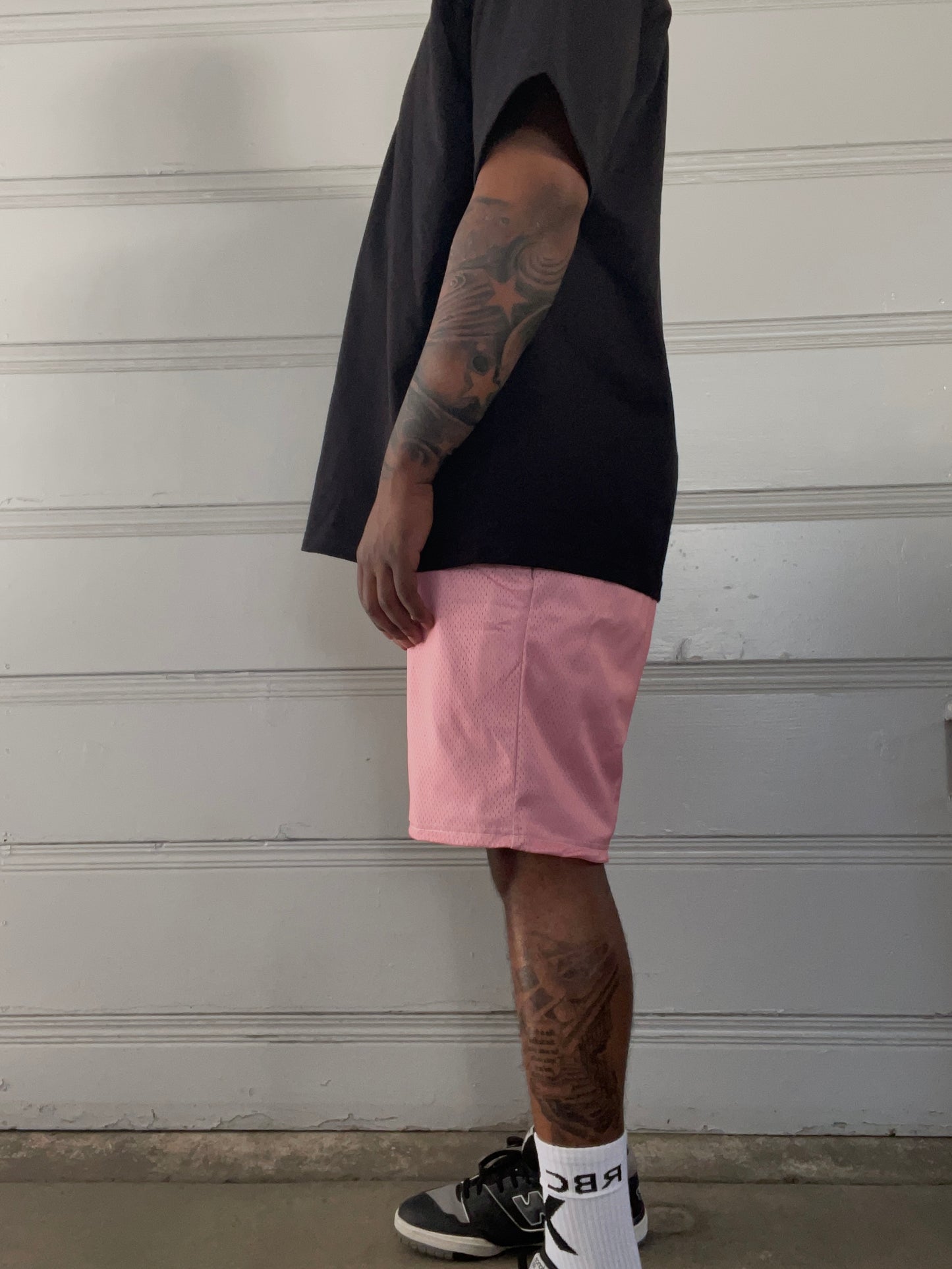 RBC pink logo mesh shorts